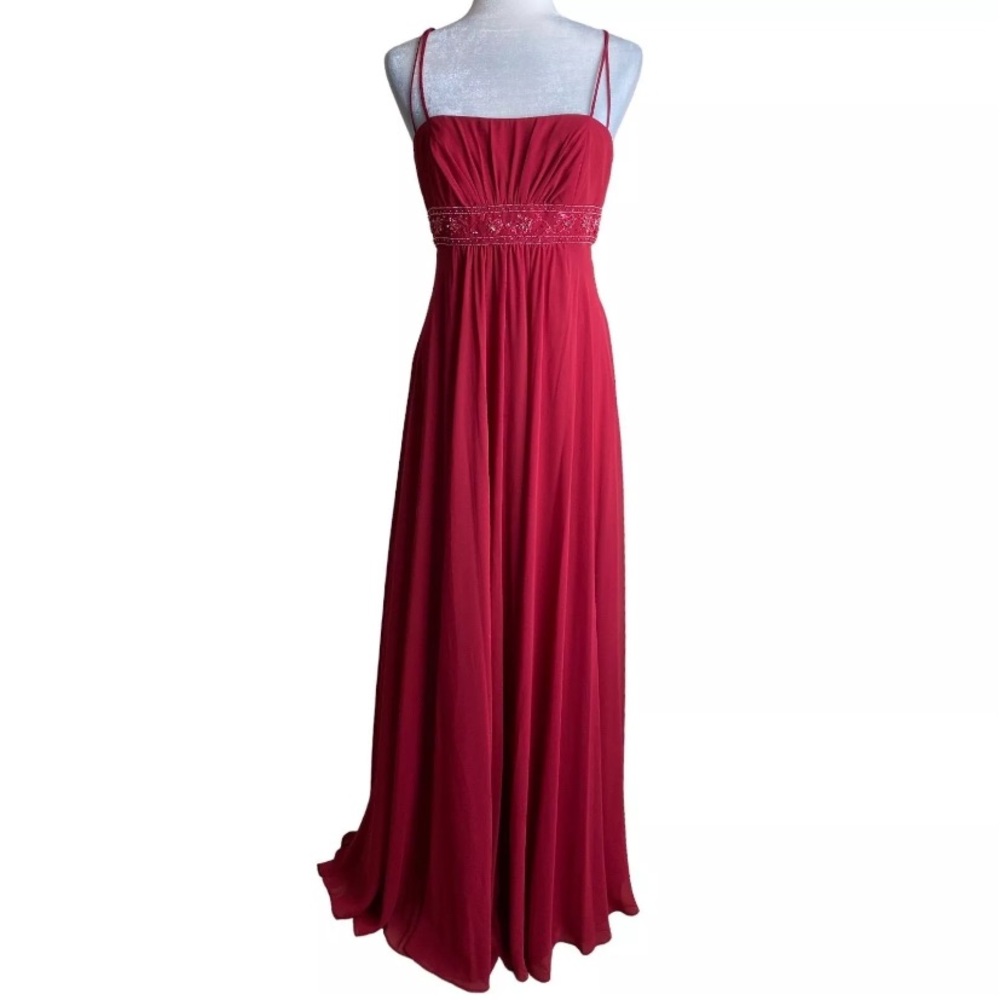 Spaghetti Strap Chiffon Dress with Beaded Empire